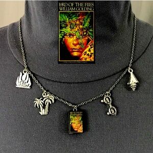 Lord of the Flies by William Golding Handmade Literature Necklace, Glasses Conch